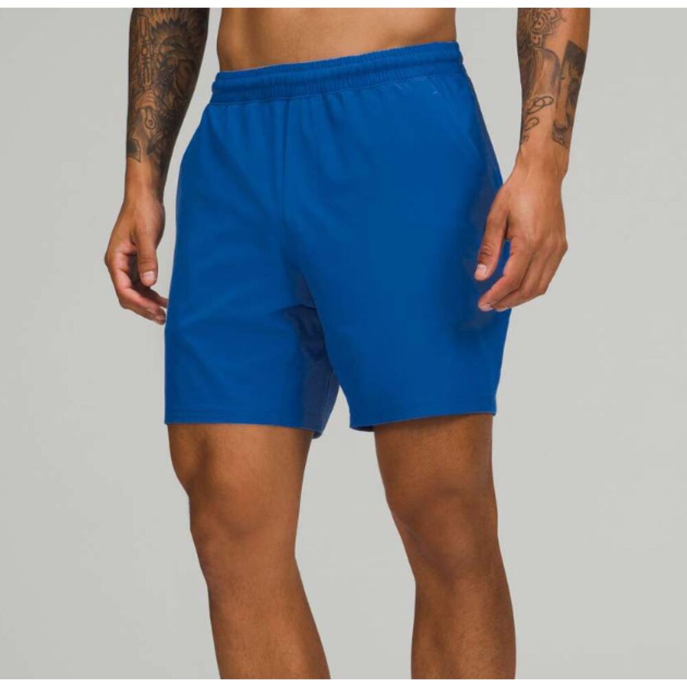 Men Lululemon Pace Breaker Linerless Short 7"Symphony Blue Size Small Activewear